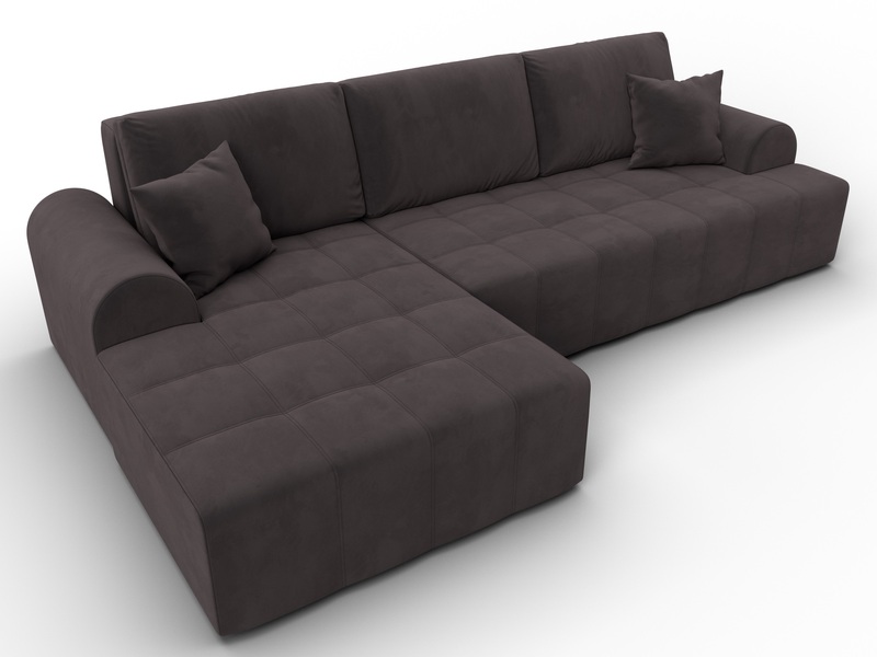 Диван угловой Лига-080 угол левый, Велюр, SEVEN 727 коричневый