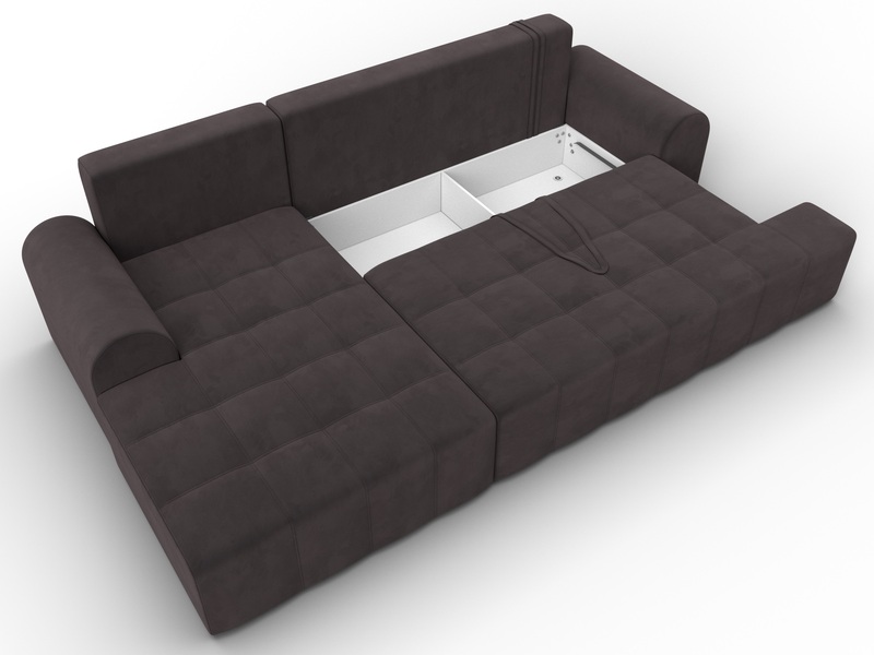 Диван угловой Лига-080 угол левый, Велюр, SEVEN 727 коричневый