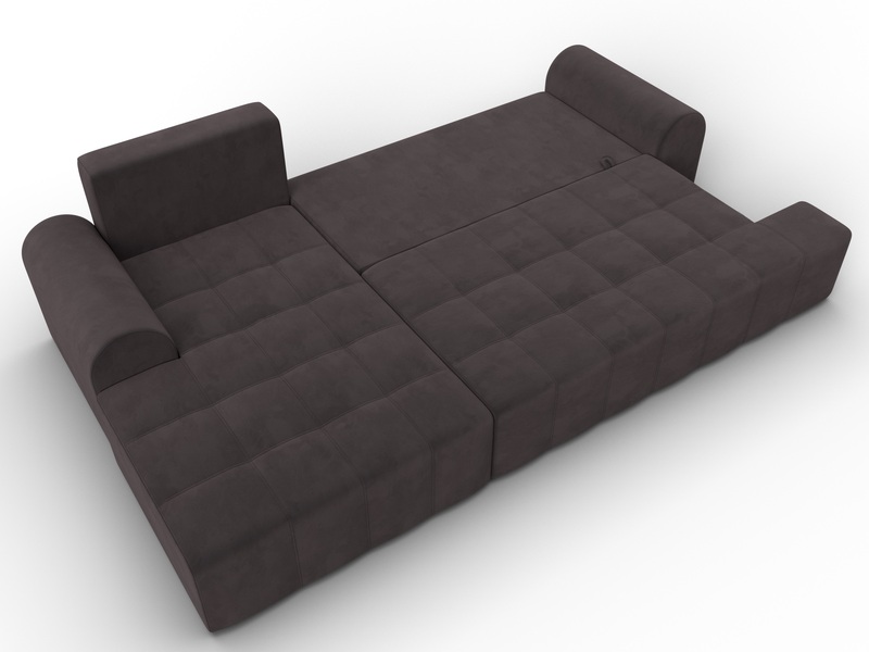 Диван угловой Лига-080 угол левый, Велюр, SEVEN 727 коричневый