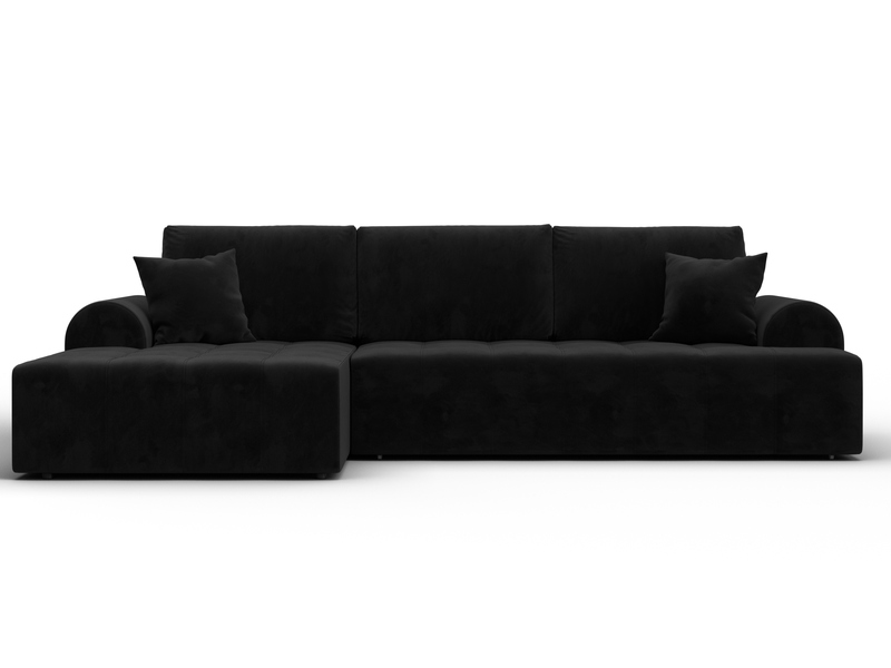 Диван угловой Лига-080 угол левый, Велюр, SEVEN 35 черный