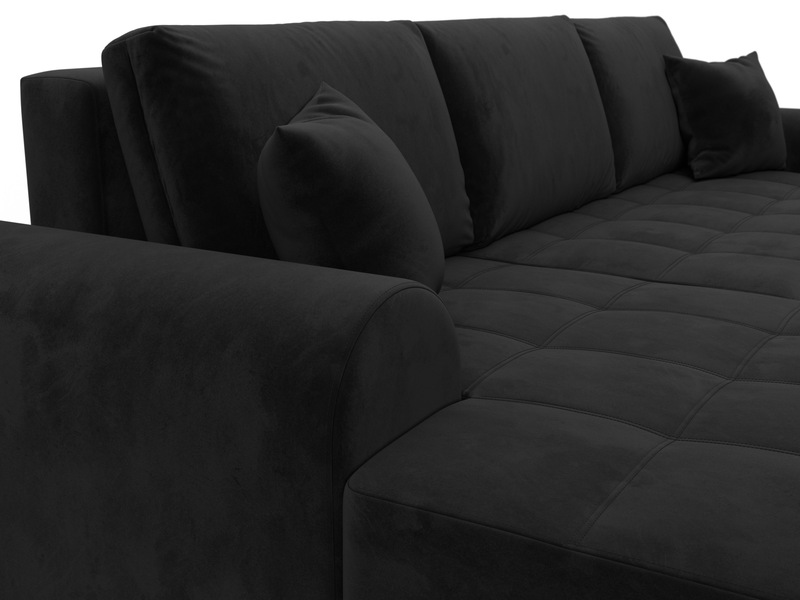 Диван угловой Лига-080 угол левый, Велюр, SEVEN 35 черный