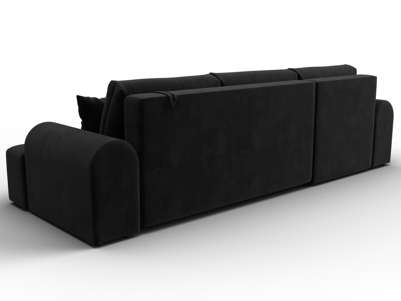 Диван угловой Лига-080 угол левый, Велюр, SEVEN 35 черный