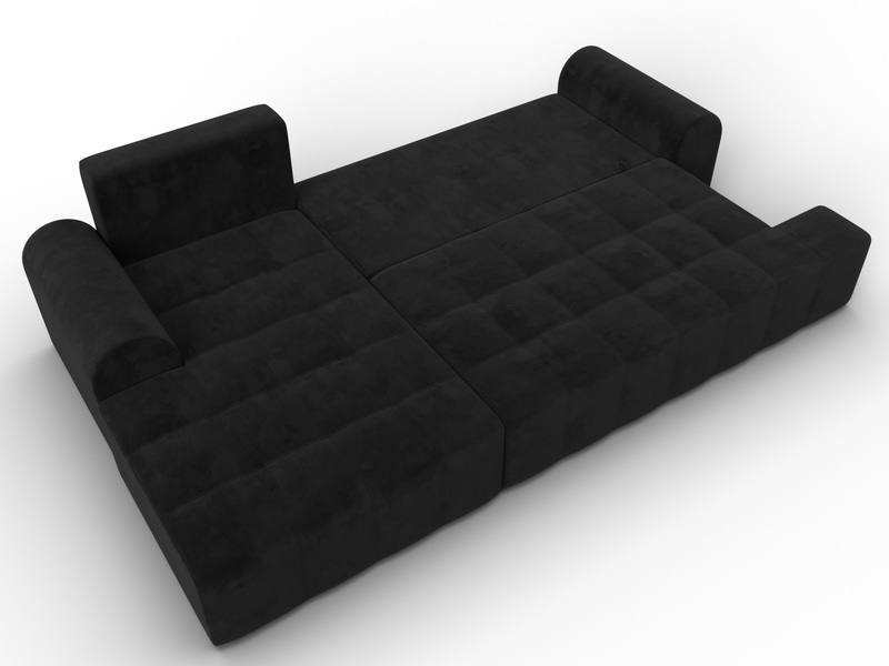 Диван угловой Лига-080 угол левый, Велюр, SEVEN 35 черный