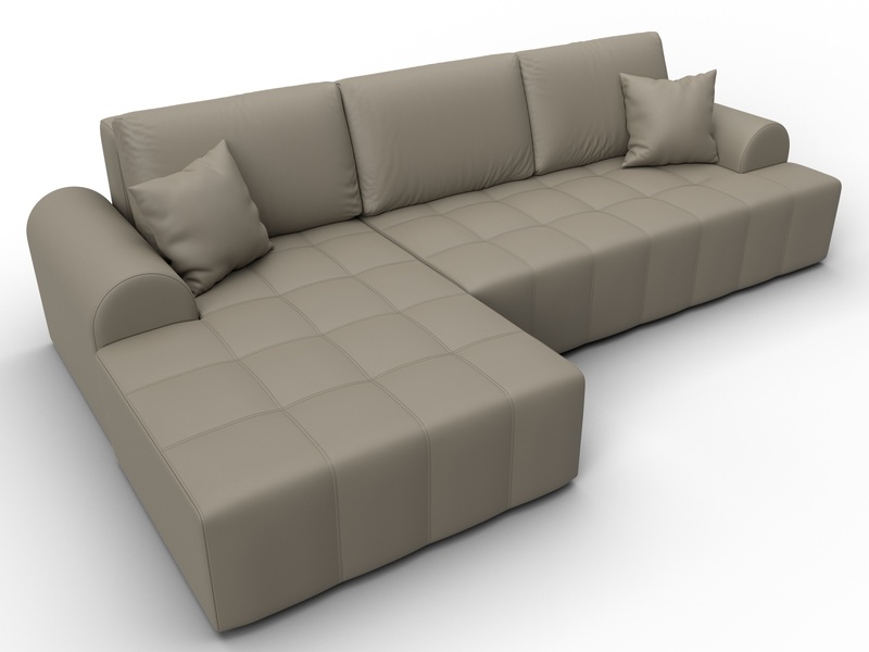 Диван угловой Лига-080 угол левый, Экокожа, GRIFON 4 бежевый