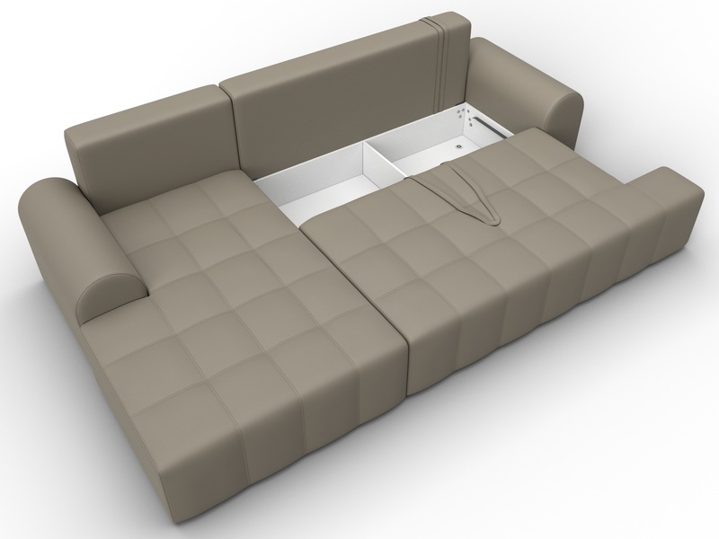 Диван угловой Лига-080 угол левый, Экокожа, GRIFON 4 бежевый