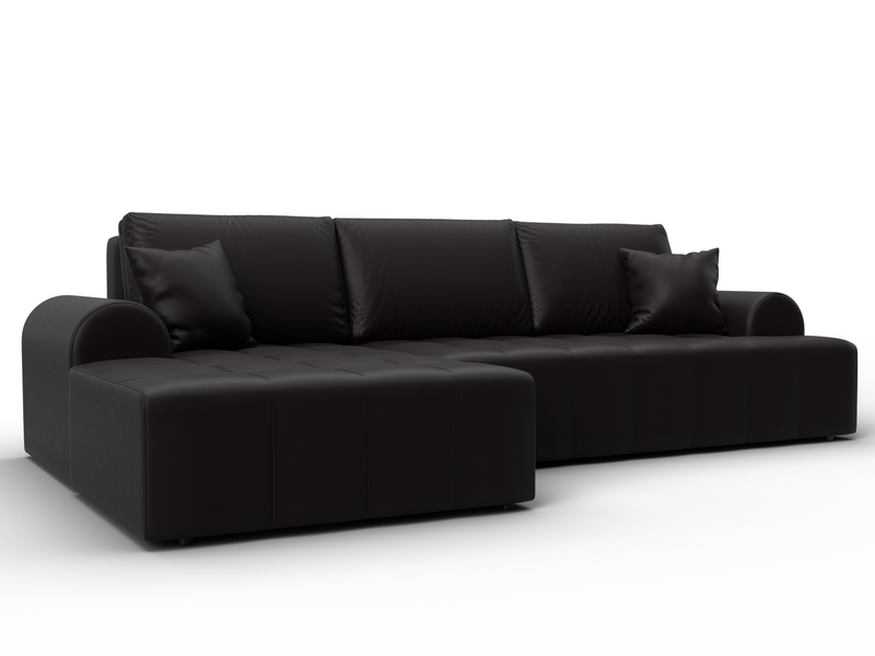 Диван угловой Лига-080 угол левый, Экокожа, GRIFON 12 коричневый