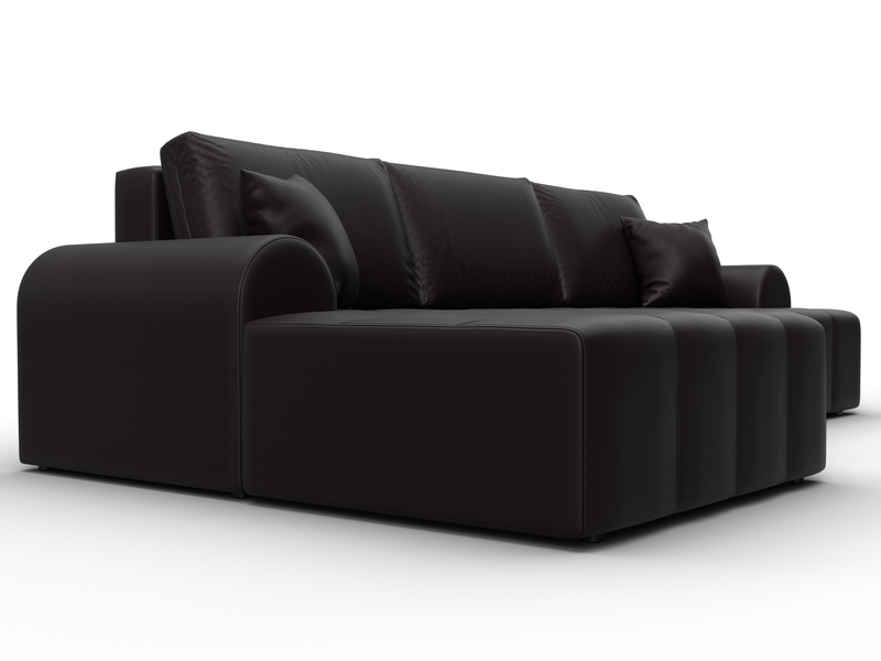 Диван угловой Лига-080 угол левый, Экокожа, GRIFON 12 коричневый