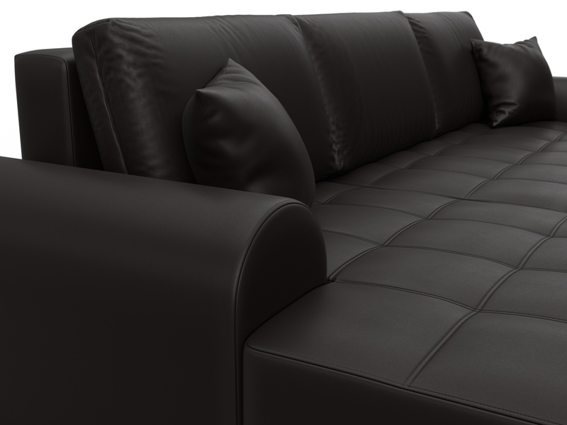 Диван угловой Лига-080 угол левый, Экокожа, GRIFON 12 коричневый