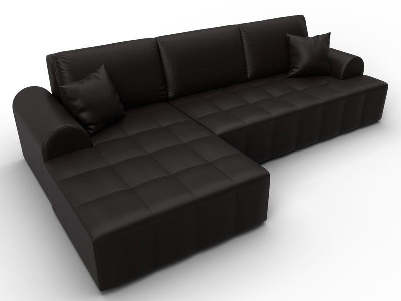 Диван угловой Лига-080 угол левый, Экокожа, GRIFON 12 коричневый