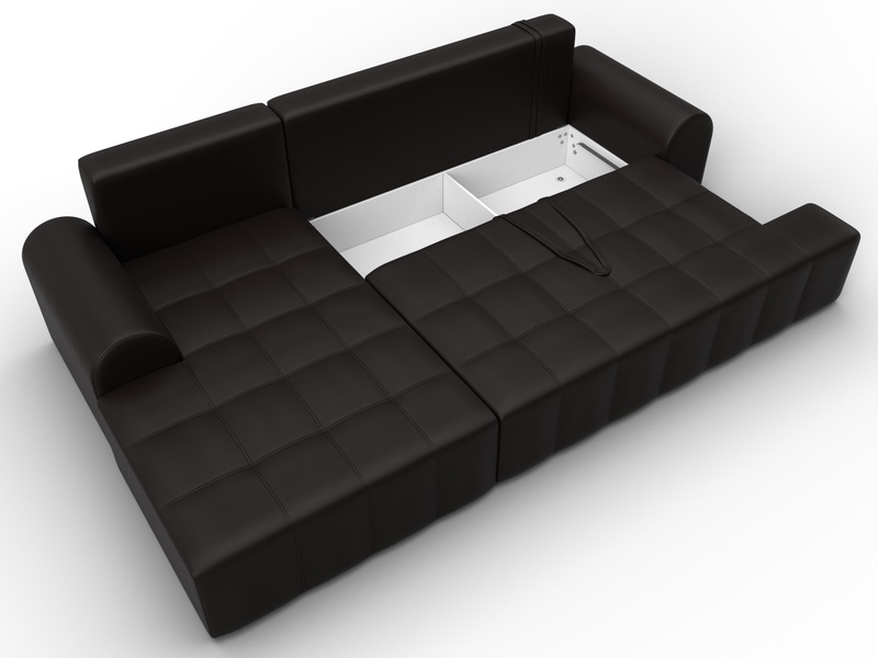 Диван угловой Лига-080 угол левый, Экокожа, GRIFON 12 коричневый