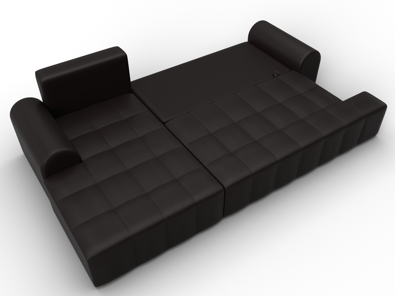 Диван угловой Лига-080 угол левый, Экокожа, GRIFON 12 коричневый