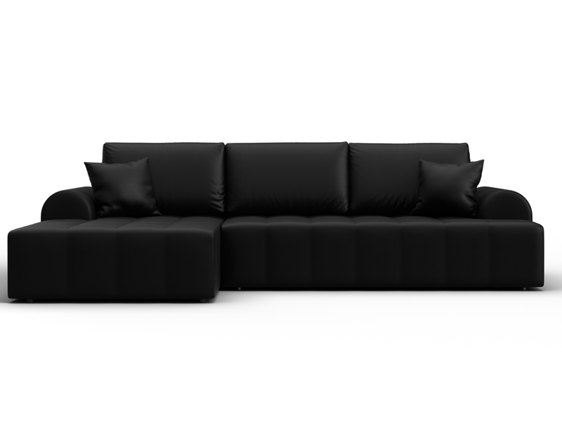 Диван угловой Лига-080 угол левый, Экокожа, GRIFON 18 черный