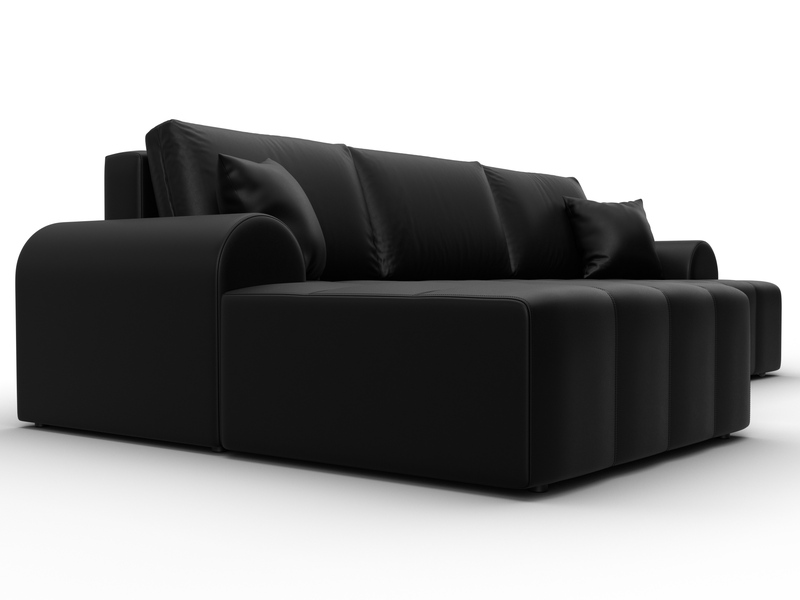 Диван угловой Лига-080 угол левый, Экокожа, GRIFON 18 черный