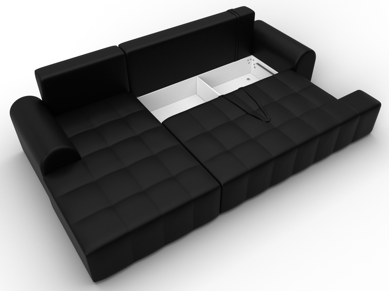 Диван угловой Лига-080 угол левый, Экокожа, GRIFON 18 черный