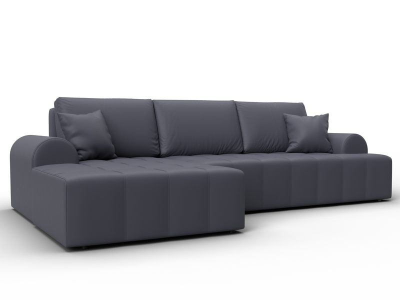 Диван угловой Лига-080 угол левый, Экокожа, GRIFON 15 серый