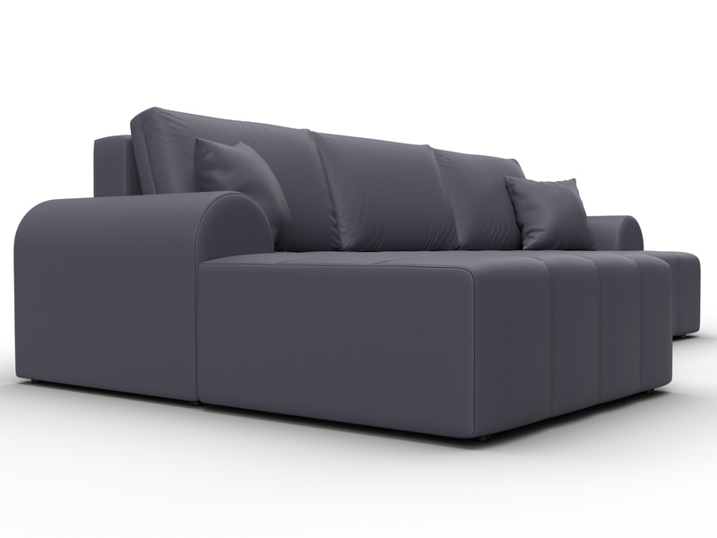 Диван угловой Лига-080 угол левый, Экокожа, GRIFON 15 серый