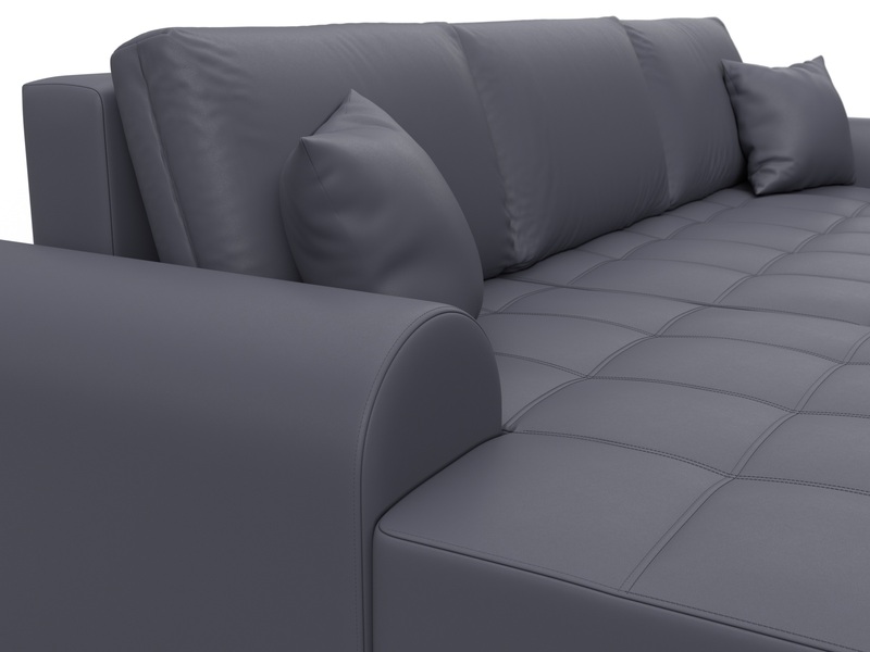 Диван угловой Лига-080 угол левый, Экокожа, GRIFON 15 серый