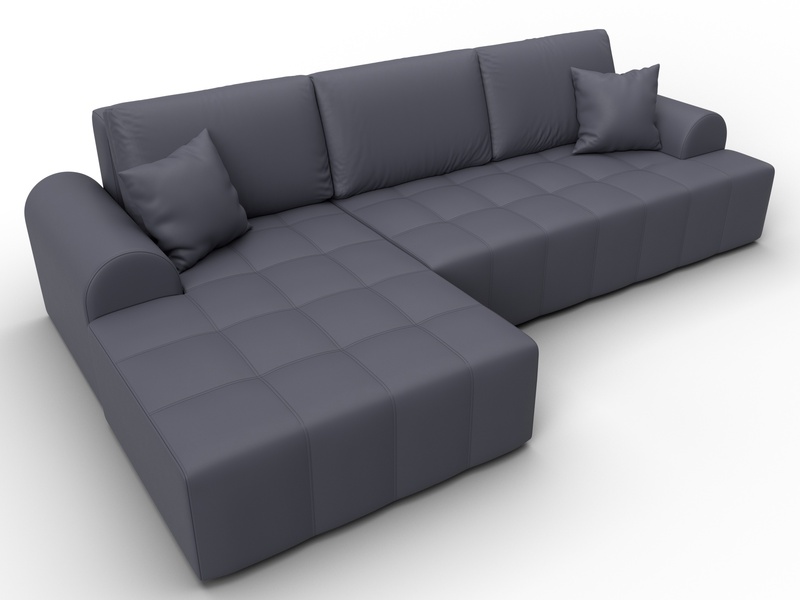 Диван угловой Лига-080 угол левый, Экокожа, GRIFON 15 серый