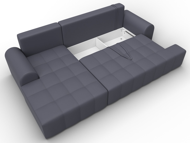 Диван угловой Лига-080 угол левый, Экокожа, GRIFON 15 серый