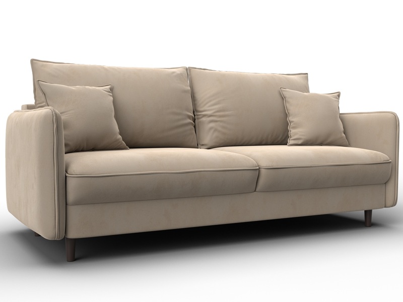 Диван прямой Лига-064 НПБ, Велюр, SEVEN 729 бежевый