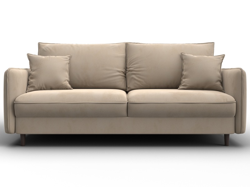 Диван прямой Лига-064 НПБ, Велюр, SEVEN 729 бежевый