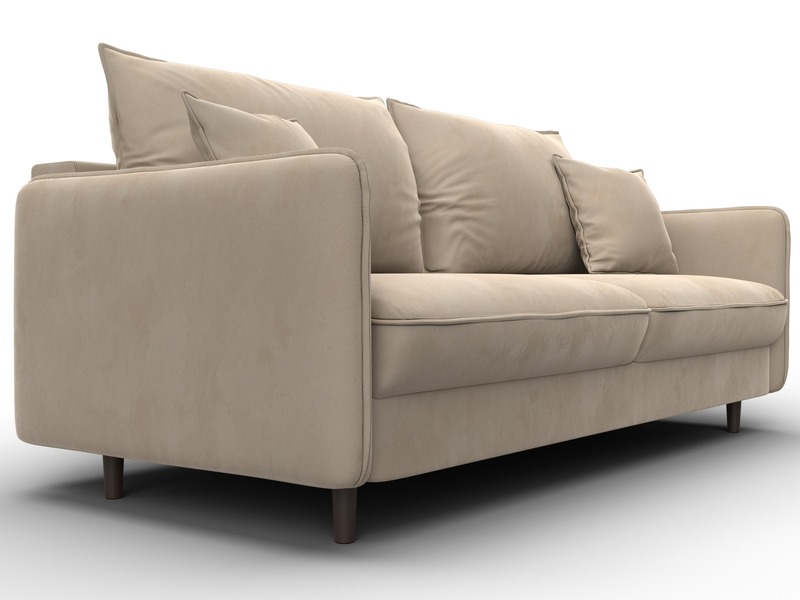 Диван прямой Лига-064 НПБ, Велюр, SEVEN 729 бежевый