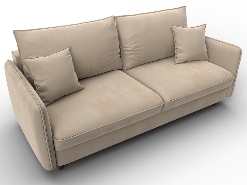 Диван прямой Лига-064 НПБ, Велюр, SEVEN 729 бежевый