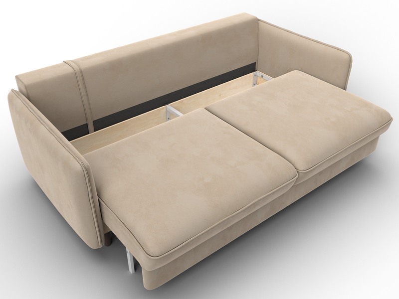 Диван прямой Лига-064 НПБ, Велюр, SEVEN 729 бежевый