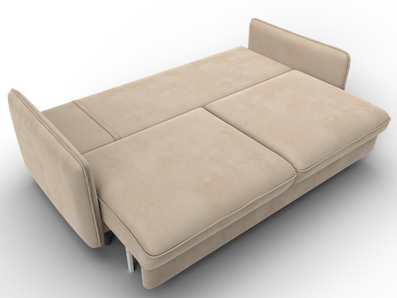 Диван прямой Лига-064 НПБ, Велюр, SEVEN 729 бежевый