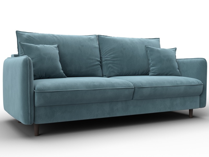 Диван прямой Лига-064 НПБ, Велюр, SEVEN 113 бирюзовый