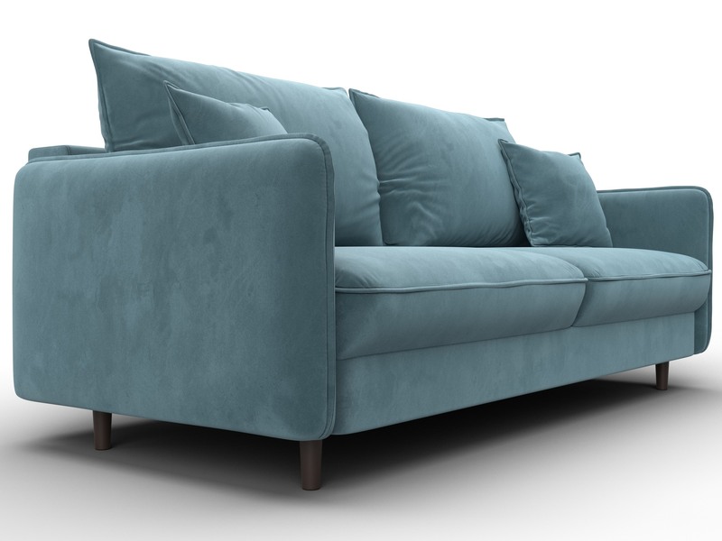 Диван прямой Лига-064 НПБ, Велюр, SEVEN 113 бирюзовый