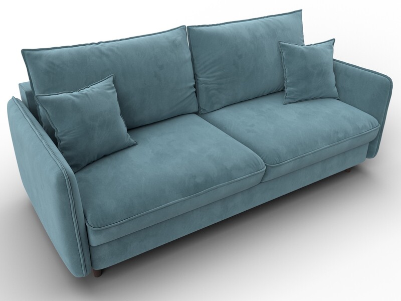 Диван прямой Лига-064 НПБ, Велюр, SEVEN 113 бирюзовый