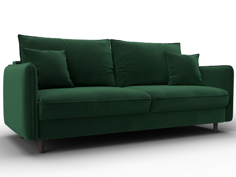 Диван прямой Лига-064 НПБ, Велюр, SEVEN 626 зеленый