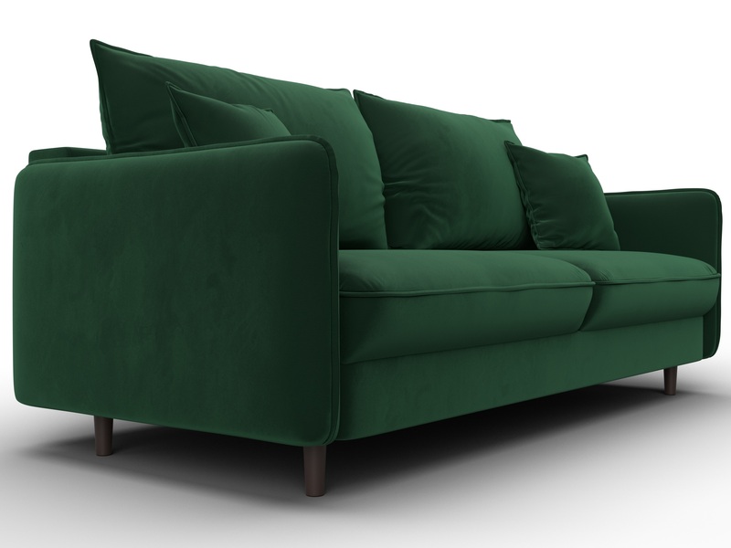 Диван прямой Лига-064 НПБ, Велюр, SEVEN 626 зеленый