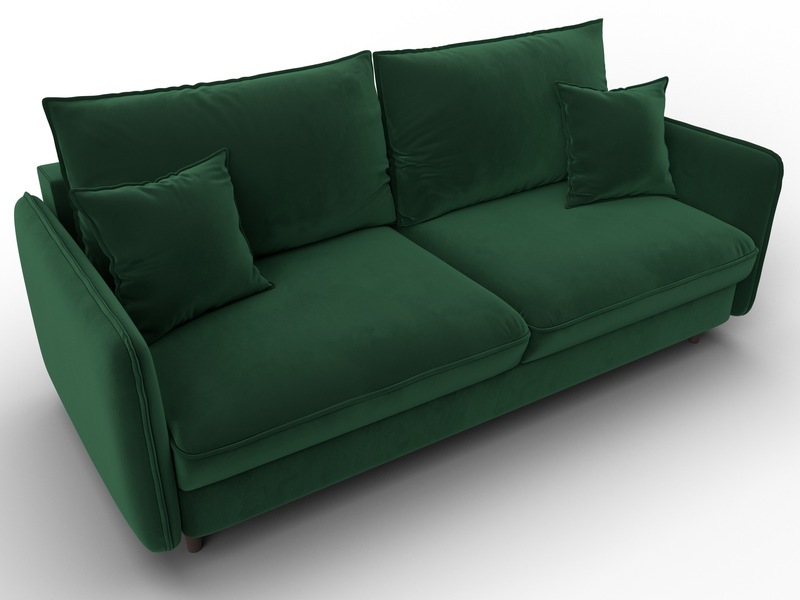 Диван прямой Лига-064 НПБ, Велюр, SEVEN 626 зеленый