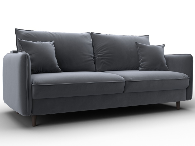 Диван прямой Лига-064 НПБ, Велюр, SEVEN 17 серый