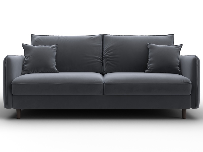 Диван прямой Лига-064 НПБ, Велюр, SEVEN 17 серый