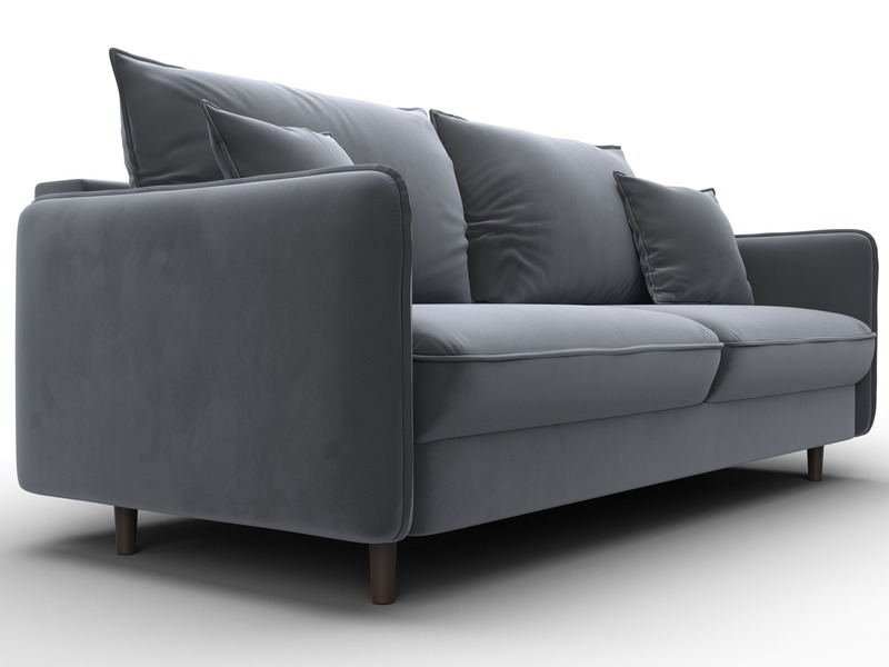 Диван прямой Лига-064 НПБ, Велюр, SEVEN 17 серый