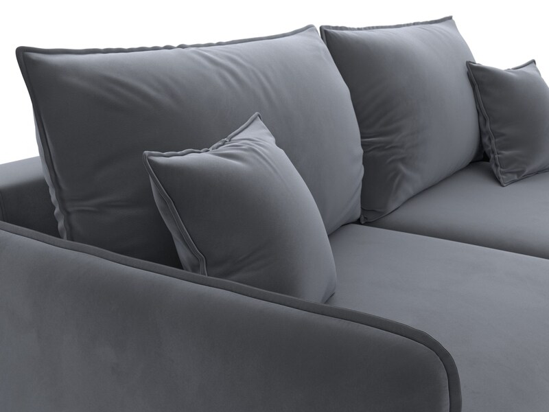 Диван прямой Лига-064 НПБ, Велюр, SEVEN 17 серый