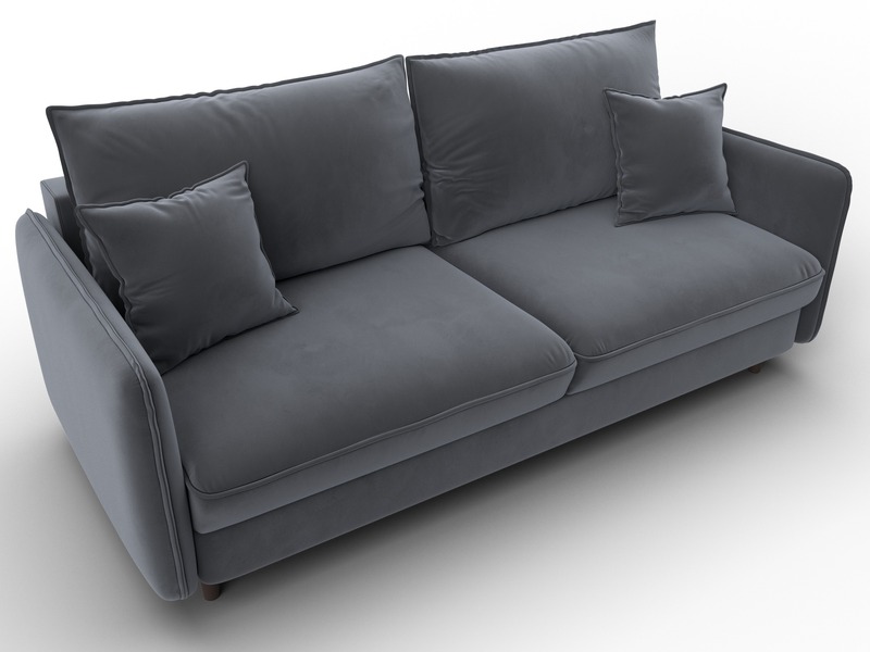 Диван прямой Лига-064 НПБ, Велюр, SEVEN 17 серый