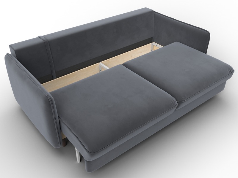 Диван прямой Лига-064 НПБ, Велюр, SEVEN 17 серый