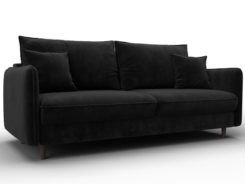Диван прямой Лига-064 НПБ, Велюр, SEVEN 35 черный