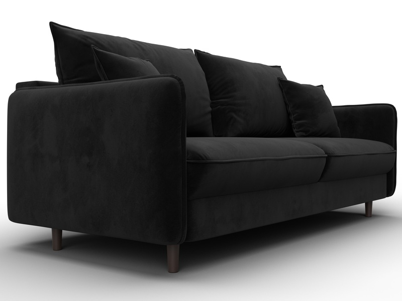 Диван прямой Лига-064 НПБ, Велюр, SEVEN 35 черный