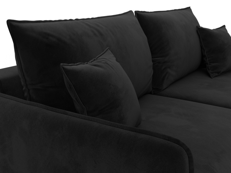 Диван прямой Лига-064 НПБ, Велюр, SEVEN 35 черный