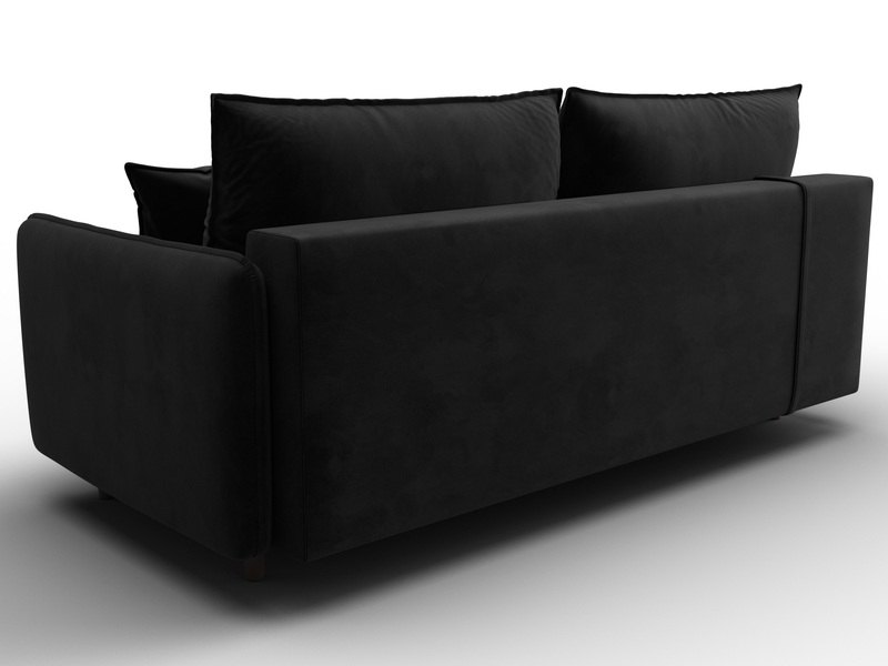 Диван прямой Лига-064 НПБ, Велюр, SEVEN 35 черный