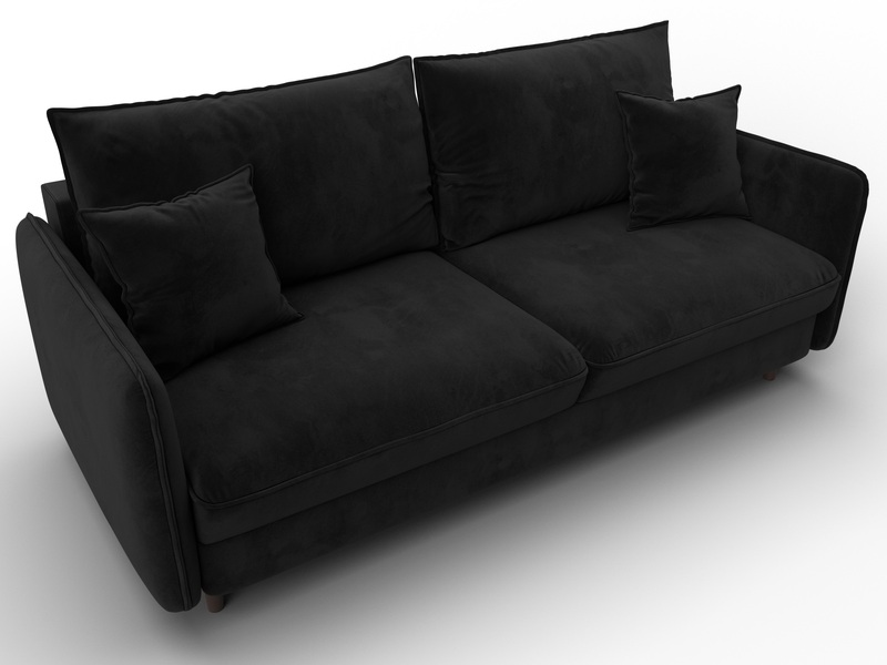 Диван прямой Лига-064 НПБ, Велюр, SEVEN 35 черный