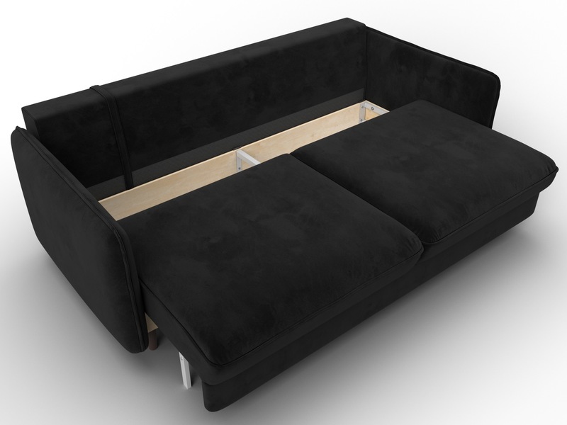 Диван прямой Лига-064 НПБ, Велюр, SEVEN 35 черный