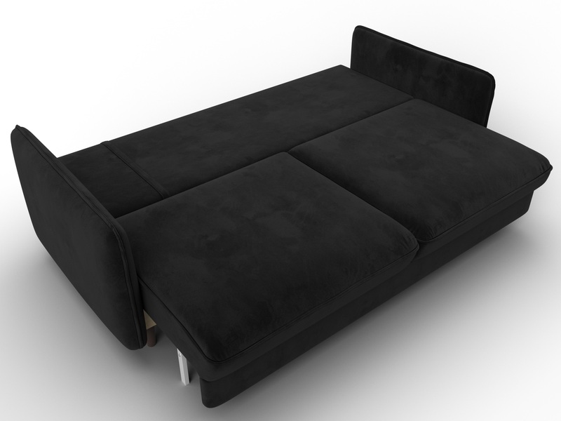 Диван прямой Лига-064 НПБ, Велюр, SEVEN 35 черный