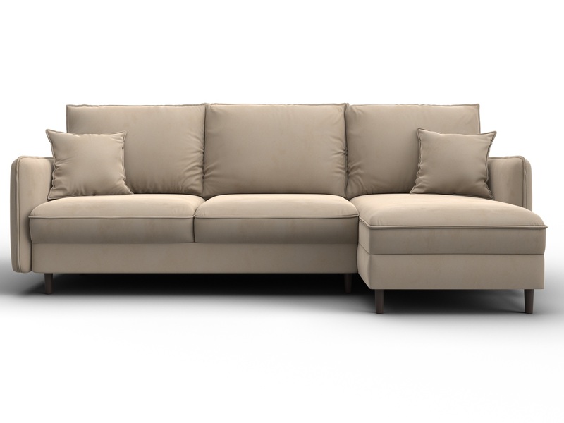 Диван угловой Лига-064 НПБ угол универсальный, Велюр, SEVEN 729 бежевый