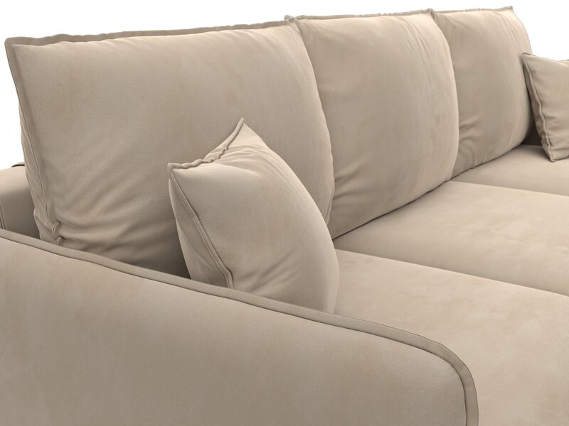 Диван угловой Лига-064 НПБ угол универсальный, Велюр, SEVEN 729 бежевый